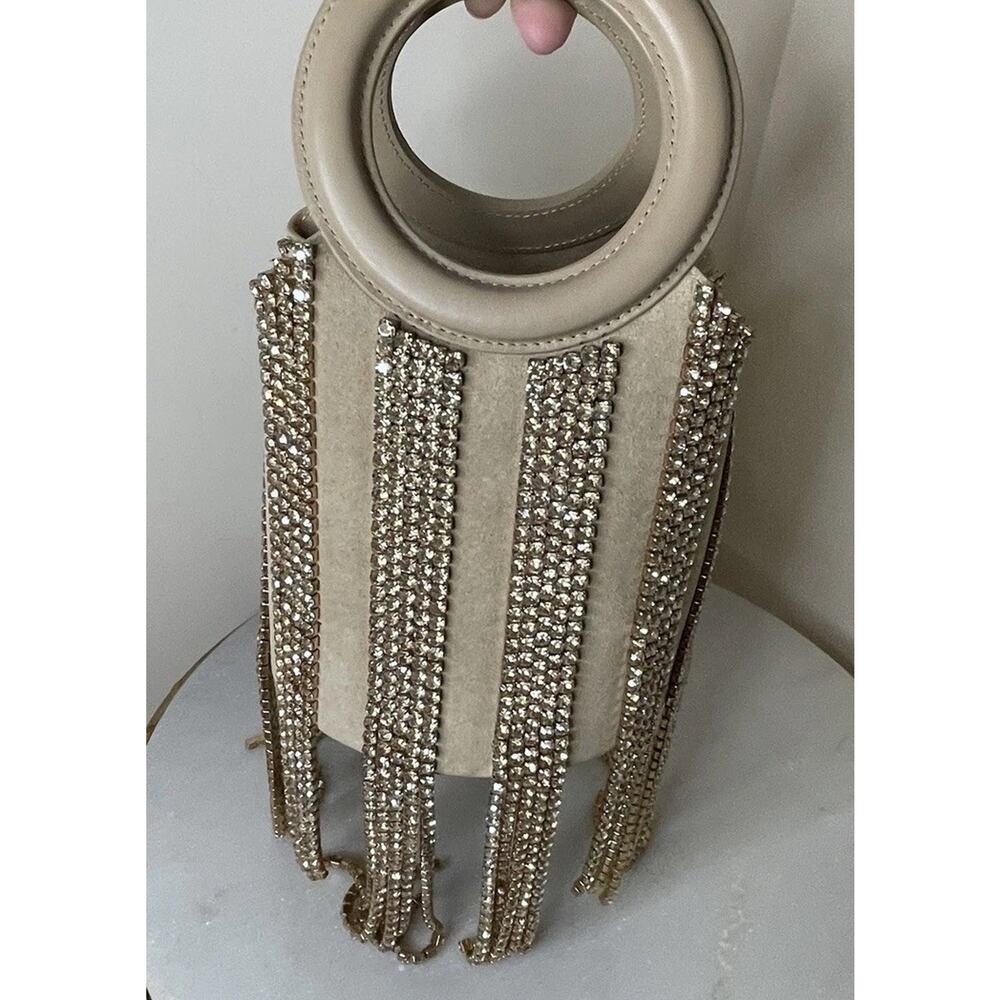cult gaia Nude Crystal Fringe Wristlet with Circular Handles - Picture 7 of 16